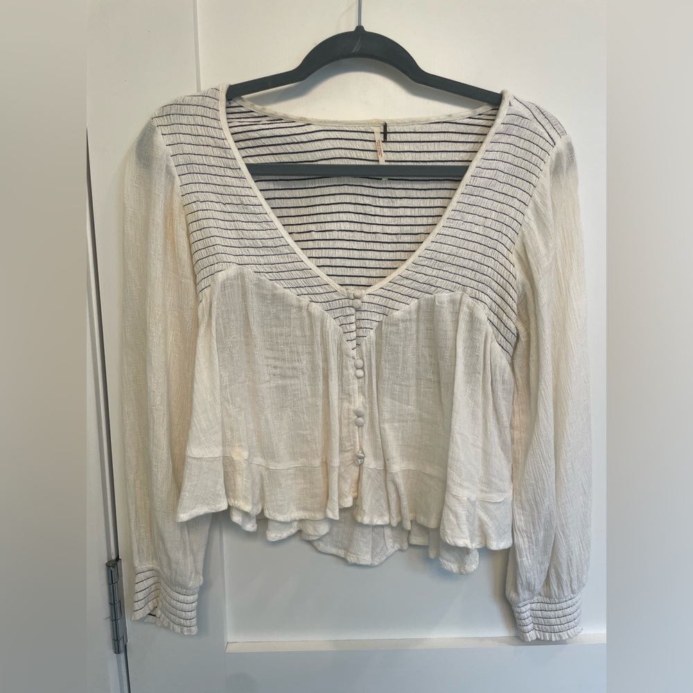 Free People White Blouse Size s